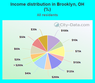 Income distribution in Brooklyn, OH (%)