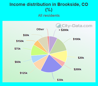 Income distribution in Brookside, CO (%)