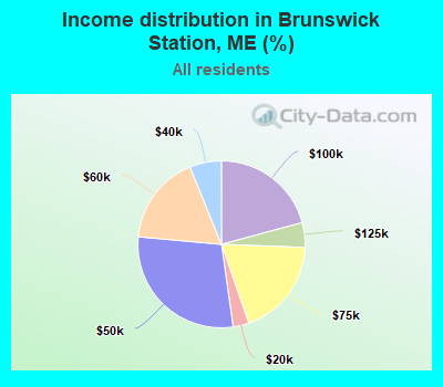 Income distribution in Brunswick Station, ME (%)