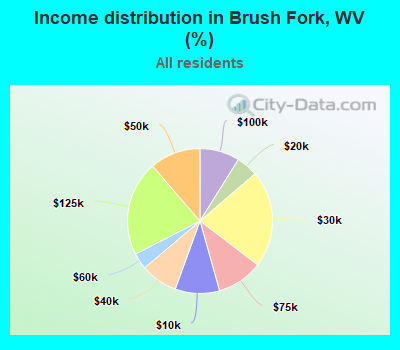 Income distribution in Brush Fork, WV (%)