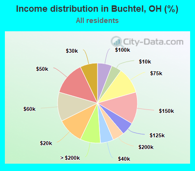 Income distribution in Buchtel, OH (%)