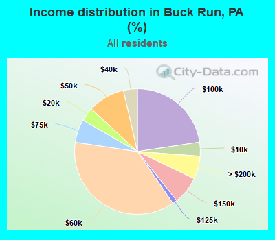 Income distribution in Buck Run, PA (%)