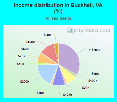 Income distribution in Buckhall, VA (%)