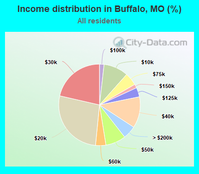 Income distribution in Buffalo, MO (%)