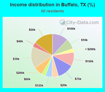 Income distribution in Buffalo, TX (%)