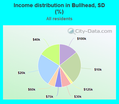 Income distribution in Bullhead, SD (%)