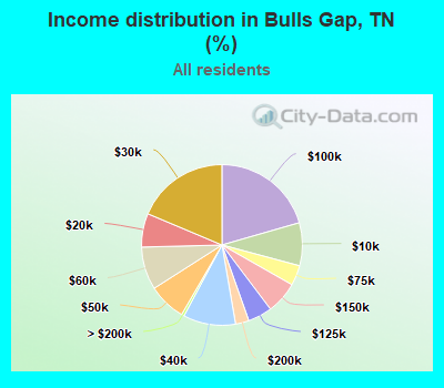 Income distribution in Bulls Gap, TN (%)