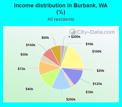 Income distribution in Burbank, WA (%)