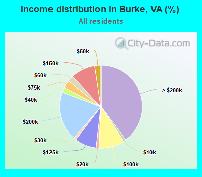 Income distribution in Burke, VA (%)