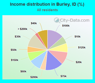 Income distribution in Burley, ID (%)