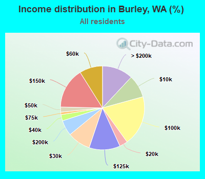 Income distribution in Burley, WA (%)