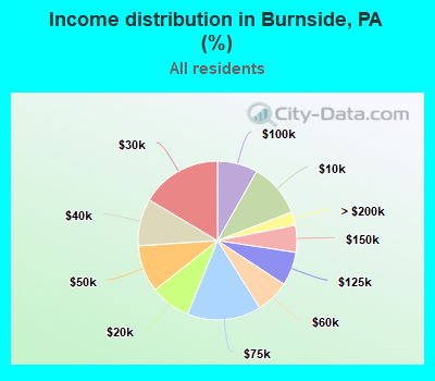 Income distribution in Burnside, PA (%)