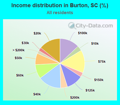 Income distribution in Burton, SC (%)