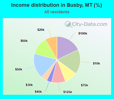 Income distribution in Busby, MT (%)