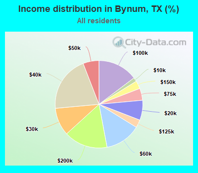 Income distribution in Bynum, TX (%)