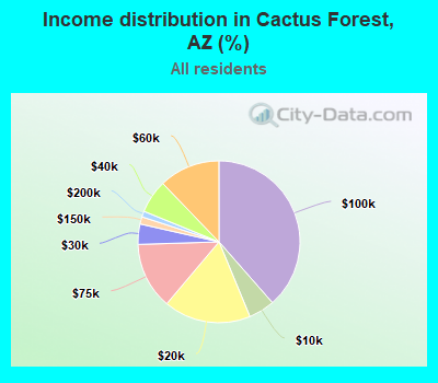 Income distribution in Cactus Forest, AZ (%)