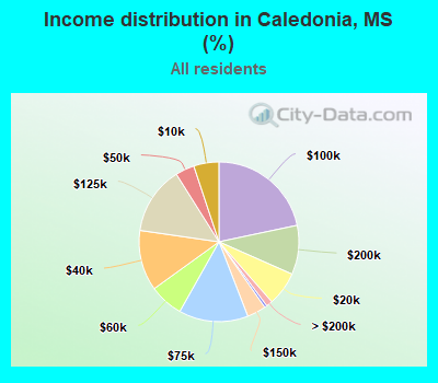 Income distribution in Caledonia, MS (%)