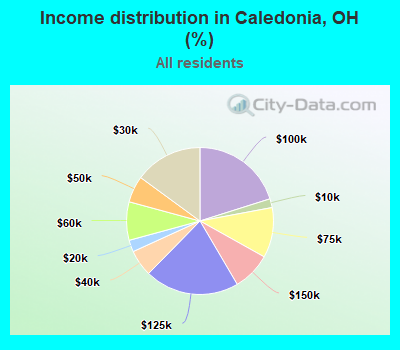 Income distribution in Caledonia, OH (%)