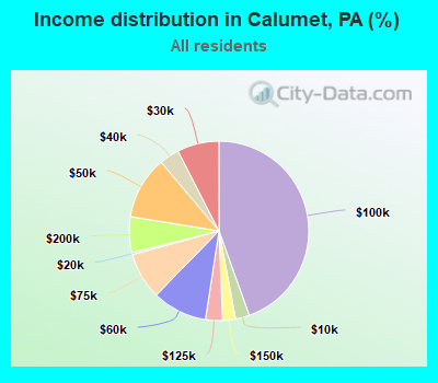 Income distribution in Calumet, PA (%)