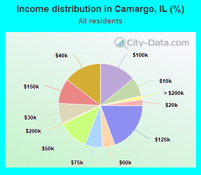 Income distribution in Camargo, IL (%)