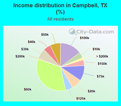 Income distribution in Campbell, TX (%)