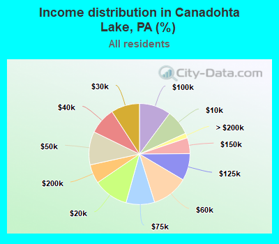 Income distribution in Canadohta Lake, PA (%)