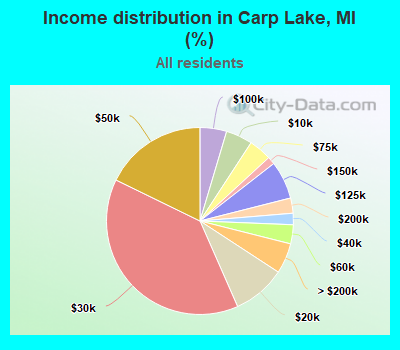 Income distribution in Carp Lake, MI (%)