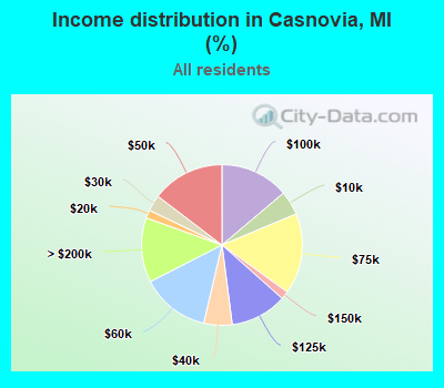 Income distribution in Casnovia, MI (%)