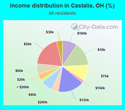 Income distribution in Castalia, OH (%)