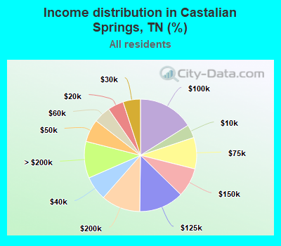 Income distribution in Castalian Springs, TN (%)