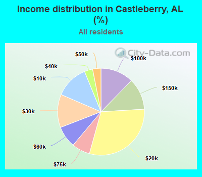 Income distribution in Castleberry, AL (%)