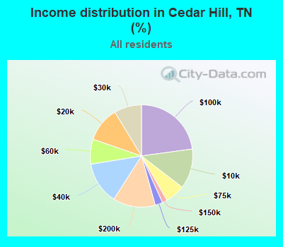 Income distribution in Cedar Hill, TN (%)