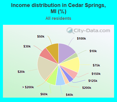 Income distribution in Cedar Springs, MI (%)