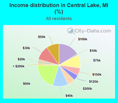 Income distribution in Central Lake, MI (%)