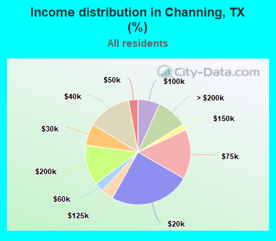 Income distribution in Channing, TX (%)