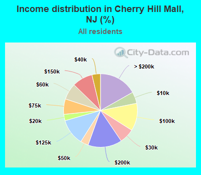 Income distribution in Cherry Hill Mall, NJ (%)