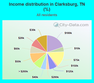Income distribution in Clarksburg, TN (%)
