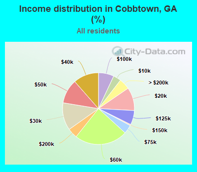 Income distribution in Cobbtown, GA (%)