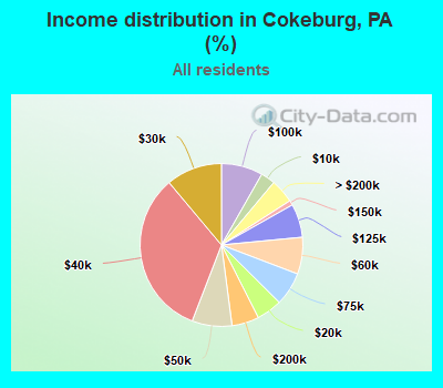 Income distribution in Cokeburg, PA (%)