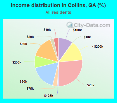 Income distribution in Collins, GA (%)