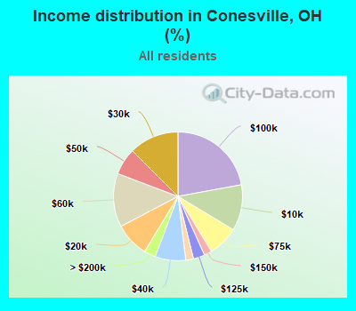 Income distribution in Conesville, OH (%)