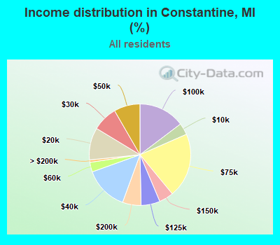 Income distribution in Constantine, MI (%)