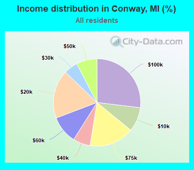 Income distribution in Conway, MI (%)