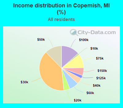 Income distribution in Copemish, MI (%)
