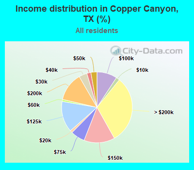 Income distribution in Copper Canyon, TX (%)