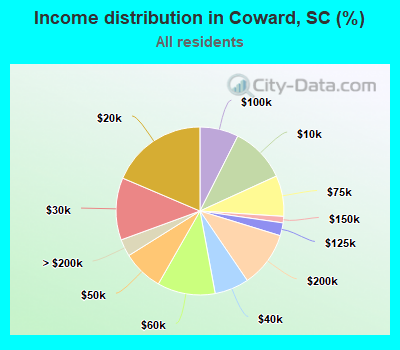 Income distribution in Coward, SC (%)