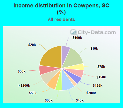 Income distribution in Cowpens, SC (%)