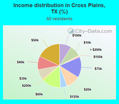 Income distribution in Cross Plains, TX (%)