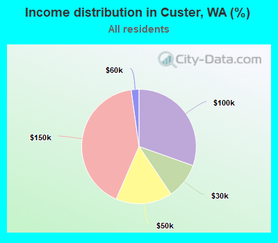 Income distribution in Custer, WA (%)