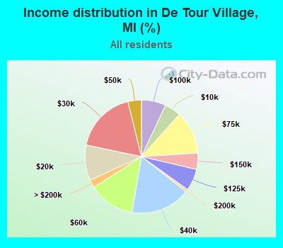 Income distribution in De Tour Village, MI (%)
